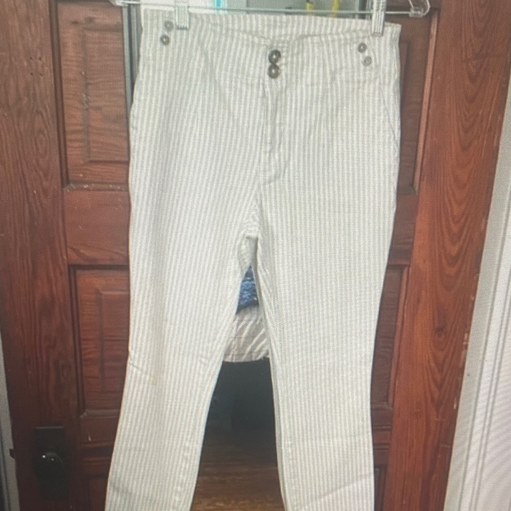 Pilcro and the Letterpress White and Light Gray Stripe Chinos